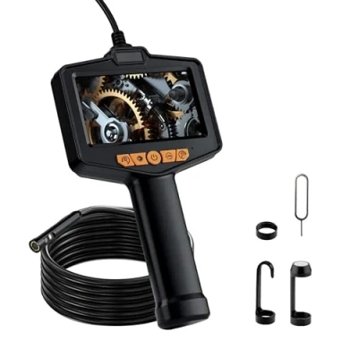 Afbeelding van Mcbazel Endoscoop met licht, 8 mm dual lens inspectiecamera IPS scherm van 4,3 inch 1080p HD, endoscoopcamera IP67, waterdicht 3 voudige zoom, verstelbare leds, halfstijve kabel 5 m