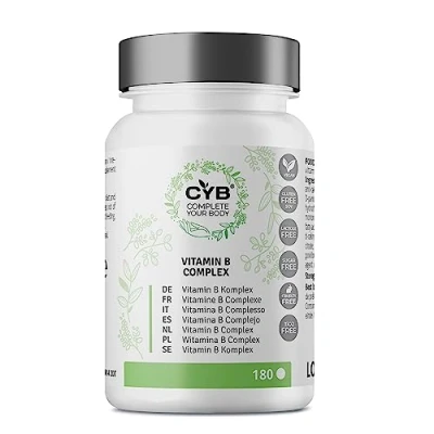 Afbeelding van CYB Vitamine B Complex Hoge Dosis 180 stuks 6 maanden B12 Veganistisch Alle 8 essentiële vitaminen B6 B1