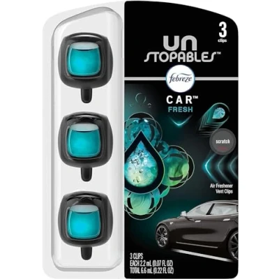 Afbeelding van Febreze Onstopbare Car Odor Fighting Freshener Vent Clip Fresh.07 fl oz. Auto Clip, Pack van 3