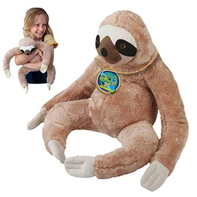 Afbeelding van EcoBuddiez Luiaard van Deluxebase. Grote, zachte knuffel 30 cm gemaakt gerecycleerde plastic flessen. Schattig, eco vriendelijk, zacht geschenk voor kinderen en peuters.