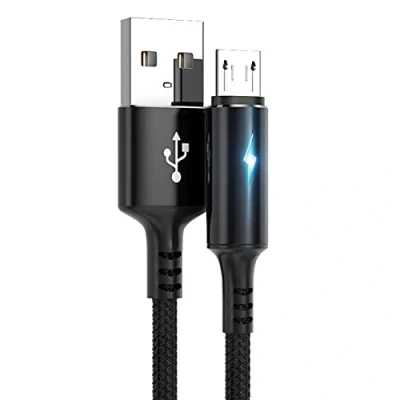 Afbeelding van 5A Micro USB Type C snel opladen gegevensoverdracht gevlochten kabelsnoer voor Android zwart 2M USB*