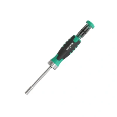 Afbeelding van Wiesemann 1893 Ratelschroevendraaier met 12 TX, PH, SL en zeskantbits van 3 tot 20 mm in de greep, schroevendraaier ratel magnetische bithouder uit Ensure serie I 81307