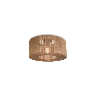 Afbeelding van GOOD&amp;MOJO Plafonniere Iguazu Jute Zwart Ø30cm Bruin