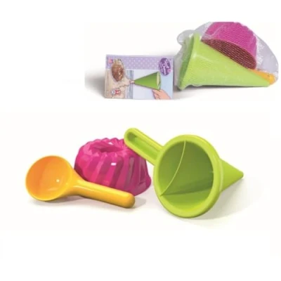 Afbeelding van Androni Zandtrechter met Cake Zandvorm en Schep, 3dlg.