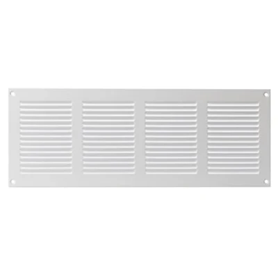 Afbeelding van 400 x 150 mm, metaal, wit, ventilatierooster met insectenbescherming, rooster voor ventilatie, afvoerrooster