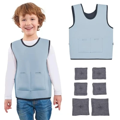 Afbeelding van Gewogen vest voor kinderen, sensorisch drukvest autisme en ADHD, diepdruktherapievest verstelbaar verzwaard compressievest sensorische behoeften