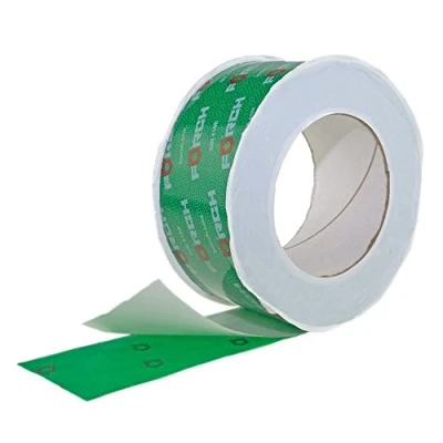 Afbeelding van 12 rollen plakband 50 mm x 25 strekkende meter voor stoomrem, stoomblokkering, stoomblokkeerfolie, stoomremfolie OSB systeemtape groen