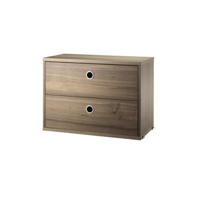 Afbeelding van String Furniture Cabinet With Two Drawers 58 X 30 42 Cm Walnoot
