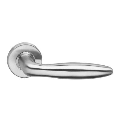 Afbeelding van Deurklink Jupiter geveerd op rozet 53x10 met ring geborsteld RVS