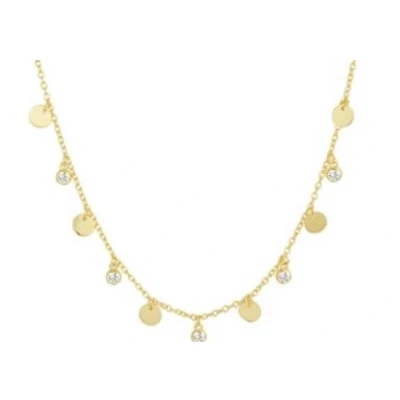 Afbeelding van Schitterende Gold Plated Zilveren Halsketting met Rondjes en Zirkonia Steentjes