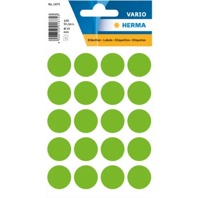 Afbeelding van HERMA Etiket 1875 rond 19mm groen 100stuks
