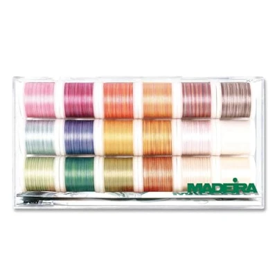 Afbeelding van Madeira 100% katoenen draad Hand en machinaal naaien, voor naaien borduren, quilten viscose 18 x 200 m, Veelkleurig