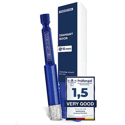 Afbeelding van WERKSTEIN Tegelboor 10 mm extreem duurzaam voor tegels, glas, keramiek, porselein, graniet, marmer, en meer I Diamantboor met zeshoekige schacht