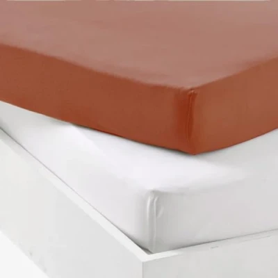 Afbeelding van Set van 1 matrasbeschermer + hoeslaken P&#039;TIT DODO 60 x 120 cm Wit / Terracotta