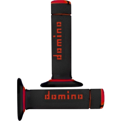 Afbeelding van Handvat Set Zwart / Rood (Domino) Cross Bi Composants Scooter Schakelbrommer