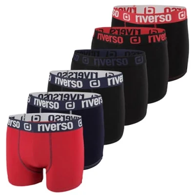 Afbeelding van riverso RIVOle Boxershorts voor heren, verpakking van 6 stuks, onderbroeken, ondergoed, retroshorts, stretch, zwart, grijs, blauw, wit, groen, rood, oranje, geel, S, M, L, XL, XXL, 3XL, 4XL, 5XL,