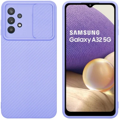 Afbeelding van Cadorabo Hoesje geschikt voor Samsung Galaxy A32 5G in Bonbon Paars Beschermhoes van flexibel TPU silicone Case Cover en met camerabescherming