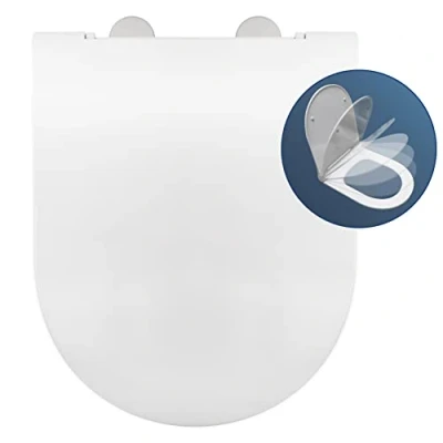 Afbeelding van Compatibele wc bril, zachte sluiting, antibacterieel, verstelbaar en afneembaar scharnier, eenvoudige installatie snelle verwijdering, D U vorm, hoogwaardig materiaal, 44 x 36 5 cm