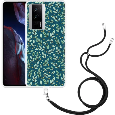 Afbeelding van Cazy Hoesje met koord geschikt voor Xiaomi Poco F5 Pro Blaadjespatroon