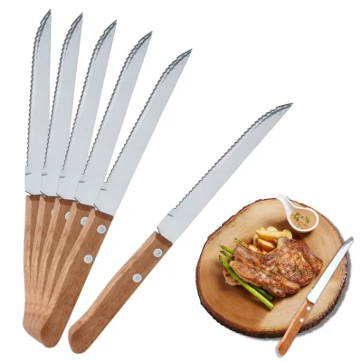 Afbeelding van Cheqo® RVS Steakmessen Set Messenset Tafelmessen Vleesmessen Steakmessenset Vaatwasserbestendig 6 Stuks 21 cm