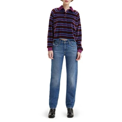 Afbeelding van Levi&#039;s dames Middy mid waist straight leg cropped jeans met medium wassing in de kleur Indigo, maat: W24/L31