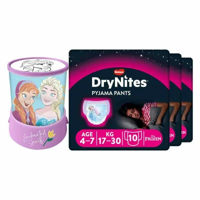 Afbeelding van DryNites Luierbroekjes Girl 4 7 jaar Voordeelbox + Frozen Led Projector Lamp Pakket