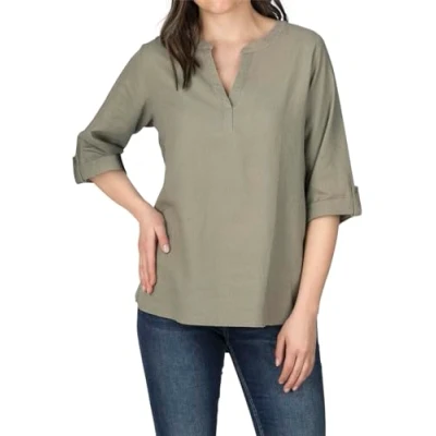 Afbeelding van DENIMFY Dames Blouse DFSara regular fit Olijf XXL V Hals Volwassenen