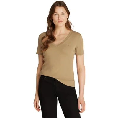 Afbeelding van Tommy Hilfiger NEW SLIM CODY Tshirt print, Dames, Maat: Small, Safari canvas