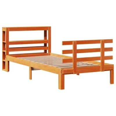 Afbeelding van vidaXL Bedframe met hoofdbord massief grenenhout wasbruin 90x190 cm