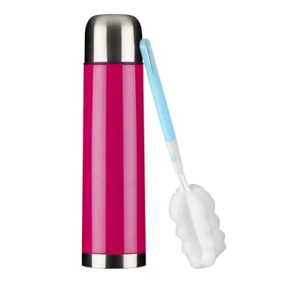 Afbeelding van GRÄWE Thermosfles, roestvrij staal, 1 liter, thermoskan, thermosfles voor onderweg met beker, lekvrij, vaatwasmachinebestendig, roze