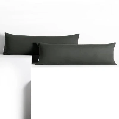 Afbeelding van DecoKing 2 kussenslopen 40 x 145 cm, jerseykatoen, rits, grafietgrijs