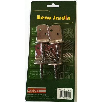 Afbeelding van Intergard L beslag RVS 4st. op kaart fencefix vlechtschermsteunen t.b.v. tuinschermen