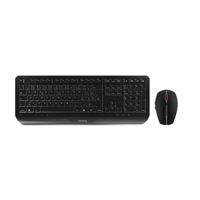 Afbeelding van CHERRY GENTIX DESKTOP, draadloze toetsenbord en muisset, Tsjechische indeling (QWERTZ), duurzame toetsbelettering, ergonomisch ontwerp, werkt op batterijen, zwart