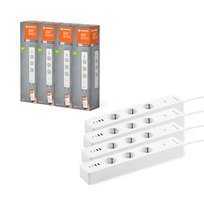 Afbeelding van WiFi multistopcontactdoos met slimme 3 EU stopcontacten en USB poorten, 4 Stuks