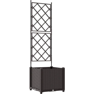 Afbeelding van Tuin Plantenbak met Trellis Bruin 40x40x143 cm