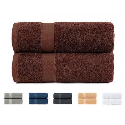 Afbeelding van Todocama 2 douchehanddoeken, 100% katoen, 550 g/m², extra zacht, zeer absorberend en sneldrogend, afmetingen 70 x 140 cm, chocoladebruin