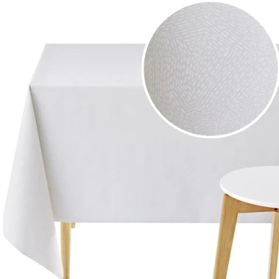 Afbeelding van KP HOME PVC afwasbaar tafelkleed rechthoekig tafelzeil 98 x 139,7 cm 250 140 minimalistische streepjeslijnen kunststof tafelkleding waterdicht eettafel hoes afveegbaar in klassiek grijs