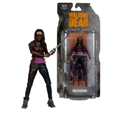 Afbeelding van Bizak McFarlane The Walking Dead Michonne 64384344 Beweegbaar figuur, 12 cm, 20 gewrichtspunten voor poses, met accessoires en bladwijzers, verzamelaars fans