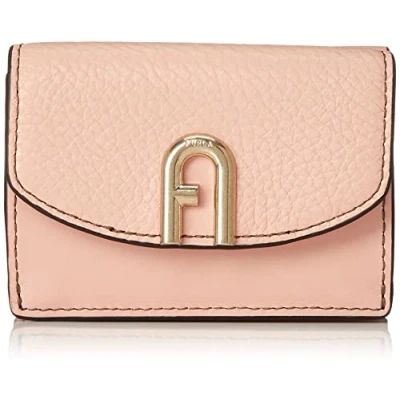 Afbeelding van FURLA Leren Portemonnee Primula Compact Wallet Trifold Pesca Zalmroze