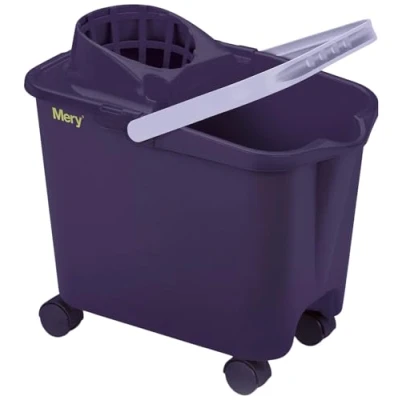 Afbeelding van Mery Mopemmer, emmer met draaibare wielen, groot afdruiprek, optimale weerstand, paars, inhoud 14 l