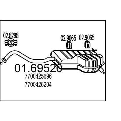 Afbeelding van MTS 01.69520 Einddemper 1190 RENAULT: LAGUNA 1