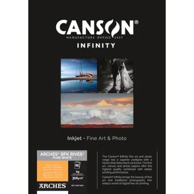 Afbeelding van Canson Infinity BFK Rives 100% textuur, 310 g, doos A4, 25 stuks, zuiver wit