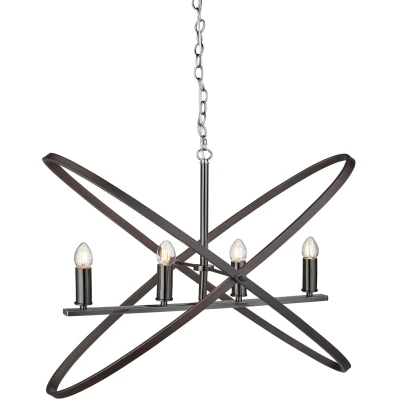 Afbeelding van Searchlight Zwarte klassieke hanglamp Hoopla 4 lichts 8244 4PW