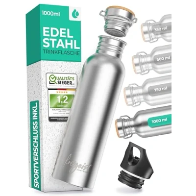 Afbeelding van freigeist roestvrij staal waterfles 1000ml 1L drinkfles enkelwandig Lichte outdoor koolzuurhoudende en vaatwasmachinebestendig BPA vrij