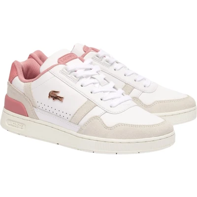 Afbeelding van Lacoste Tclip Sneakers laag, Dames, Maat: 39.5, White/light pink Leer
