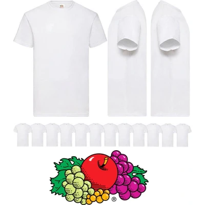 Afbeelding van 12 Stuks Fruit of the Loom T shirts Heren Ronde Hals Maat XXL (Wit)