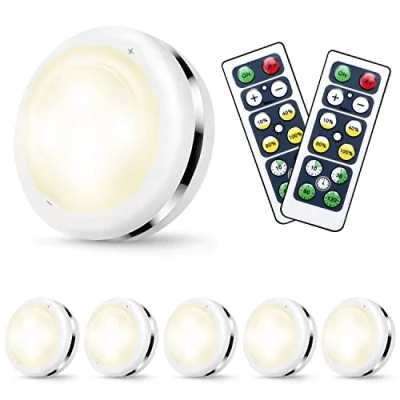 Afbeelding van Cadrim Kastlampen, led traplicht met afstandsbediening, set van 6, kastverlichting, wandlamp, onderbouwlamp, voor slaapkamer, kledingkast, keuken