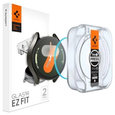Afbeelding van Spigen Glas.tR EZ Fit Screenprotector compatibel met Samsung Galaxy Watch 7 40mm, 2 Stuks, niet de case, Sjabloon voor Installatie, Kristalhelder, Case friendly, 9H Gehard Glas