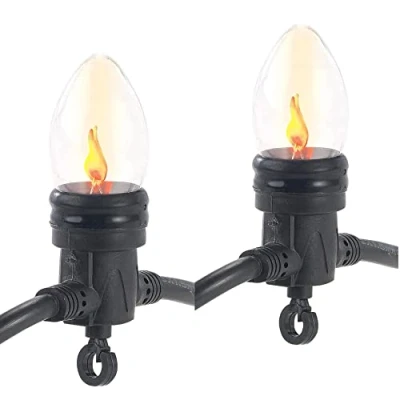 Afbeelding van LILENO HOME reservelampen, set van 2, accessoires geschikt voor lichtketting buiten en binnen met 10 vlammen lampen, 2 x E14 open haard, vuureffect