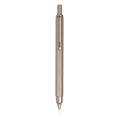 Afbeelding van RHODIA 9395C vulpotlood ScRipt zeshoekige behuizing van geborsteld aluminium rozenhout voor vullingen grafiet standaard 0,5 mm, intrekbaar stalen kanon, gum onder de schuiver collectie